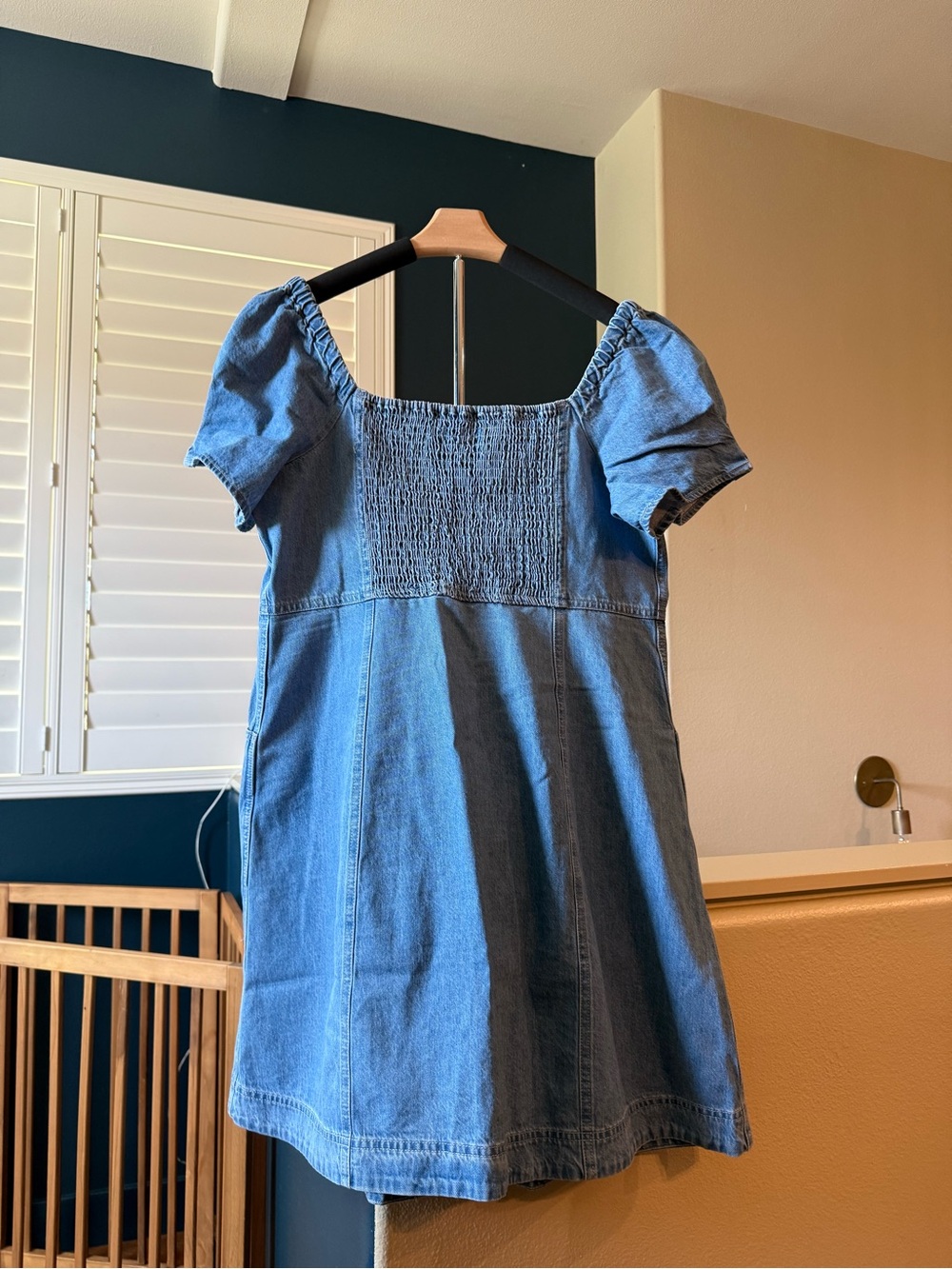 Madewell Light Blue Denim Button-Front Mini Dress - Picture 3 of 4